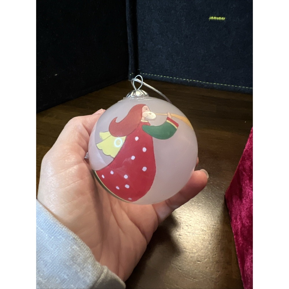 Christmas House‎ Hand Painted Glass Ball Angel Trumpet Music Ornament with Box
